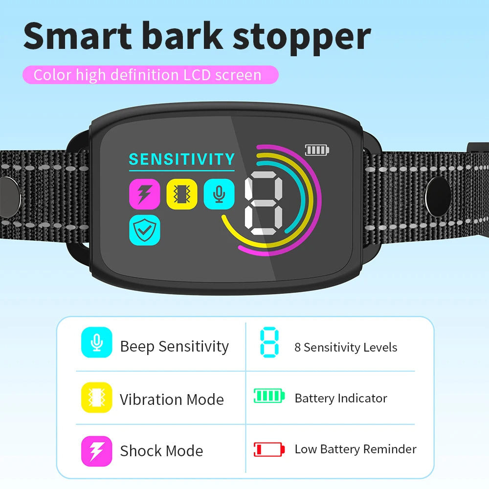 Mi-Xory™ Smart Rechargeable Anti-Bark Dog Collar – Waterproof & Digital Display